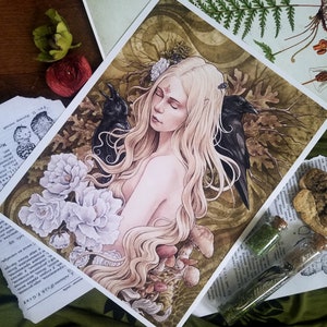 Season&#39;s Change - Fantasy Fine Art Print - Raven - Matted