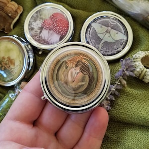 Sleeping Mermaid Pill Box - Case - 3 compartment - Pocket - Purse - Carry - Small - Compact Mirror