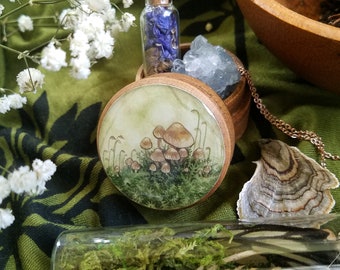 Mushroom and Moss Dream Box - Keepsake - Trinket - Jewelry - Ring - Cottage Core - Goblin Core