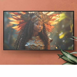 Black Warrior Princess Fantasy | Samsung Frame TV Art | African Queen Portrait Art DIGITAL DOWNLOAD | BlackRoseDigitals