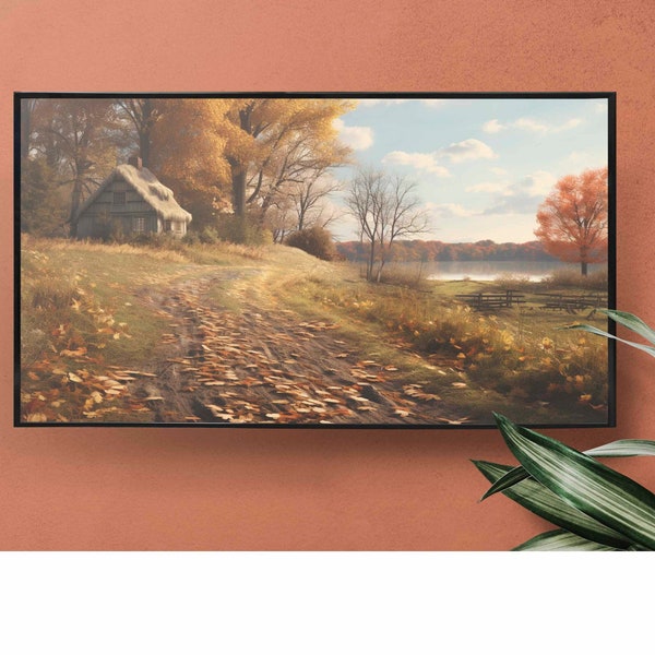 Rustic Country Samsung Frame TV Art | Moody Autumn Landscape Art DIGITAL