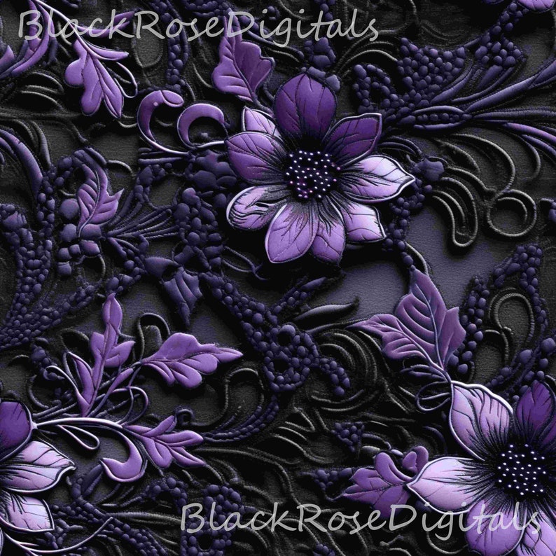 Amethyst Lace Digital Paper, Gothic Scrapbook Patterns (digital ...