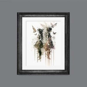 Moody Summer Fairy Watercolor | Grunge Summer Art | PRINTABLE Download BlackRoseDigitals | AR 2:3
