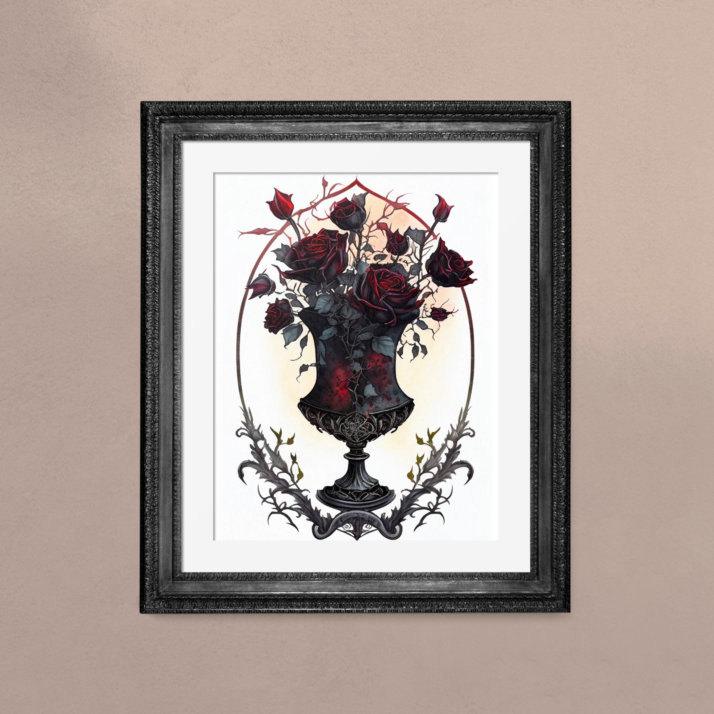 Gothic Victorian Floral Sketch | Moody Wall Art | PRINTABLE Download BlackRoseDigitals | AR 2:3