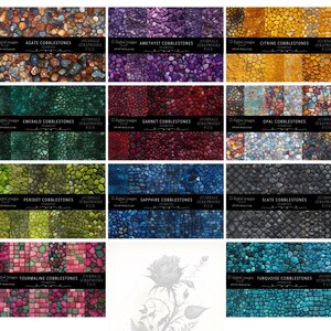 Pakiet papieru cyfrowego „Gemstone Cobblestone” – 132 bezszwowe wzory (do użytku komercyjnego, 12x12, 300 DPI)