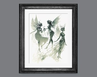 Moody Summer Fairy Watercolor | Grunge Summer Art | PRINTABLE Download BlackRoseDigitals | AR 2:3