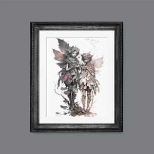 Moody Summer Fairy Watercolor | Grunge Summer Art | PRINTABLE Download BlackRoseDigitals | AR 2:3