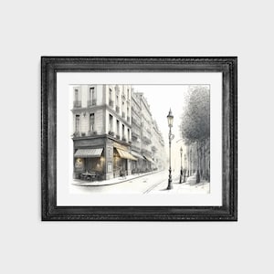 Black & White Cityscape Sketch | Pencil Charcoal Line Art | PRINTABLE Download BlackRoseDigitals | AR 3:2