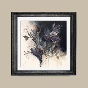 Moody Abstract Floral Watercolor | Grunge Wall Art | PRINTABLE Download BlackRoseDigitals | AR 1:1