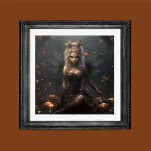 Gothic Halloween Fairy Portrait | Fantasy Faerie Art for Wall or Digital Frame | PRINTABLE Download BlackRoseDigitals | AR 1:1