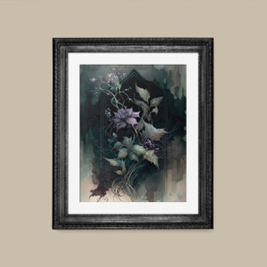 Moody Abstract Floral Watercolor | Grunge Wall Art | PRINTABLE Download BlackRoseDigitals | AR 2:3