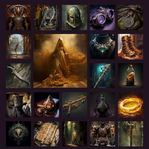 500+ hochwertige D & D-Artikelbilder | Waffen-Rüstungstränke | TTRPG Fantasie Kunst | DM Ressourcen Bündel | Einmal kaufen, für immer zugreifen