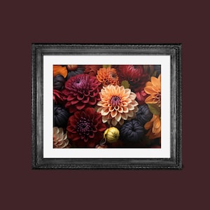 Moody Autumn Floral Photograph | Realistic Fall Art | PRINTABLE Download BlackRoseDigitals | AR 3:2