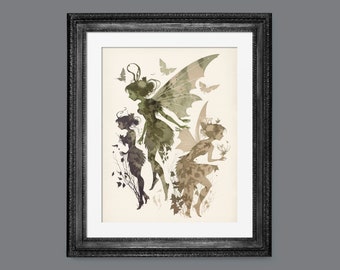 Moody Summer Fairy Watercolor | Grunge Summer Art | PRINTABLE Download BlackRoseDigitals | AR 2:3