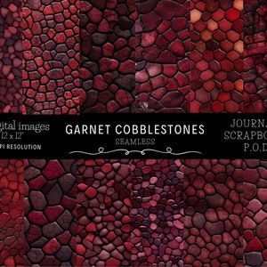 Papel digital Garnet Cobblestone, padrão contínuo, papéis de scrapbook com aparência em relevo, fundos de diário, arte industrial, download instantâneo