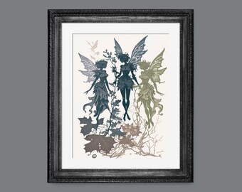 Moody Summer Fairy Watercolor | Grunge Summer Art | PRINTABLE Download BlackRoseDigitals | AR 2:3