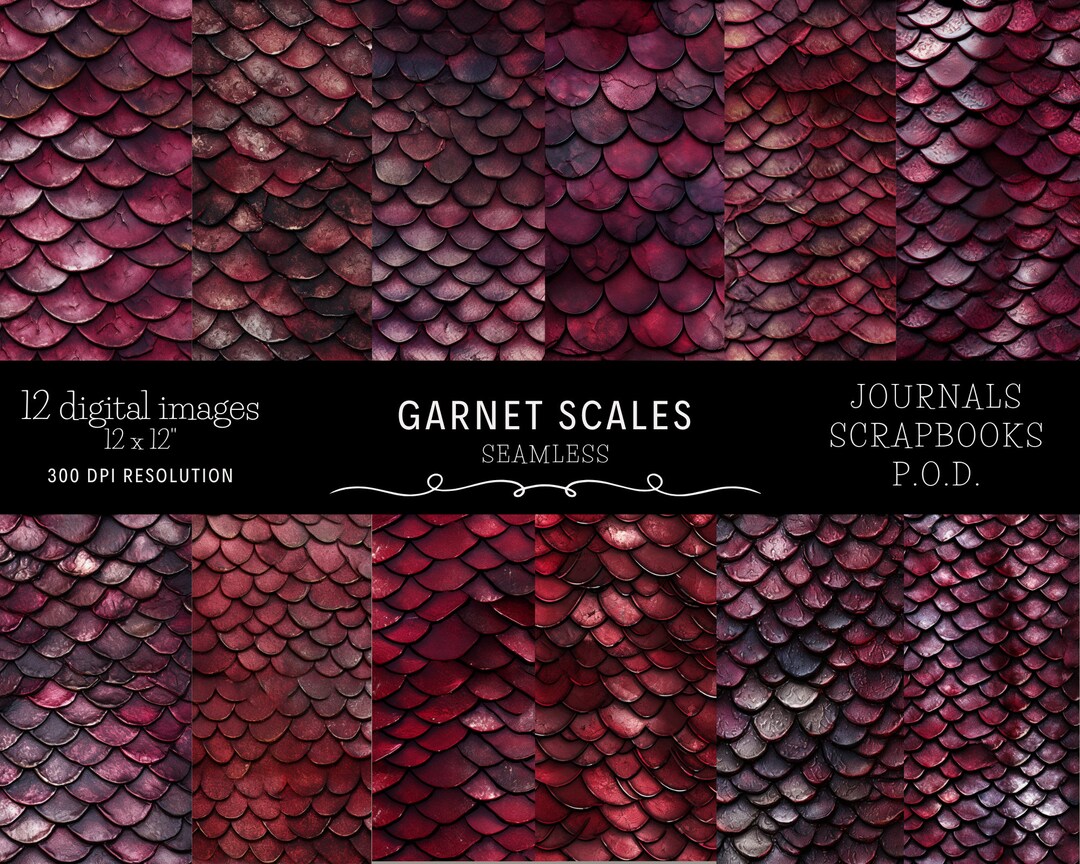 Garnet Scales Digital Paper, Seamless Scrapbook Pattern (digital ...
