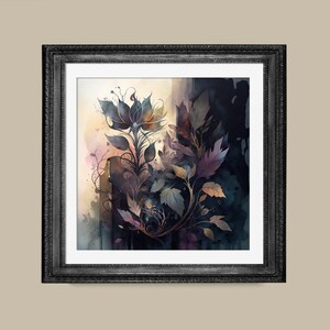 Moody Abstract Floral Watercolor | Grunge Wall Art | PRINTABLE Download BlackRoseDigitals | AR 1:1