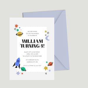 Out of this World Space Birthday Digital Invite Template image 1