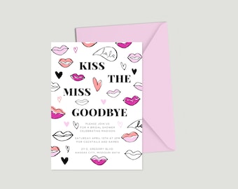 Kiss the Miss Goodbye Bridal Shower Digital Invite Template