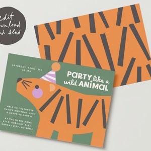 Party Like a Wild Animal Tiger Digital Invite Template image 3