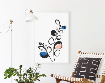 Inky Floral Eucalyptus Art Print