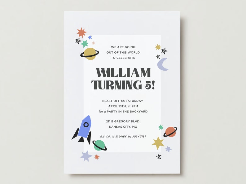 Out of this World Space Birthday Digital Invite Template image 6