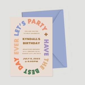 Let's Party Have the Best Day Ever Digital Invite Template image 1