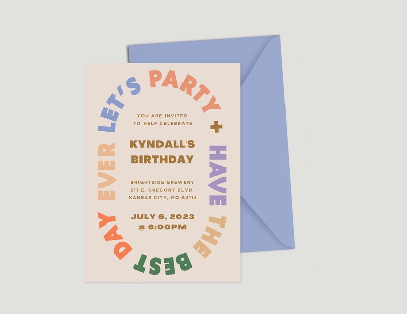 Let's Party Have the Best Day Ever Digital Invite Template image 1