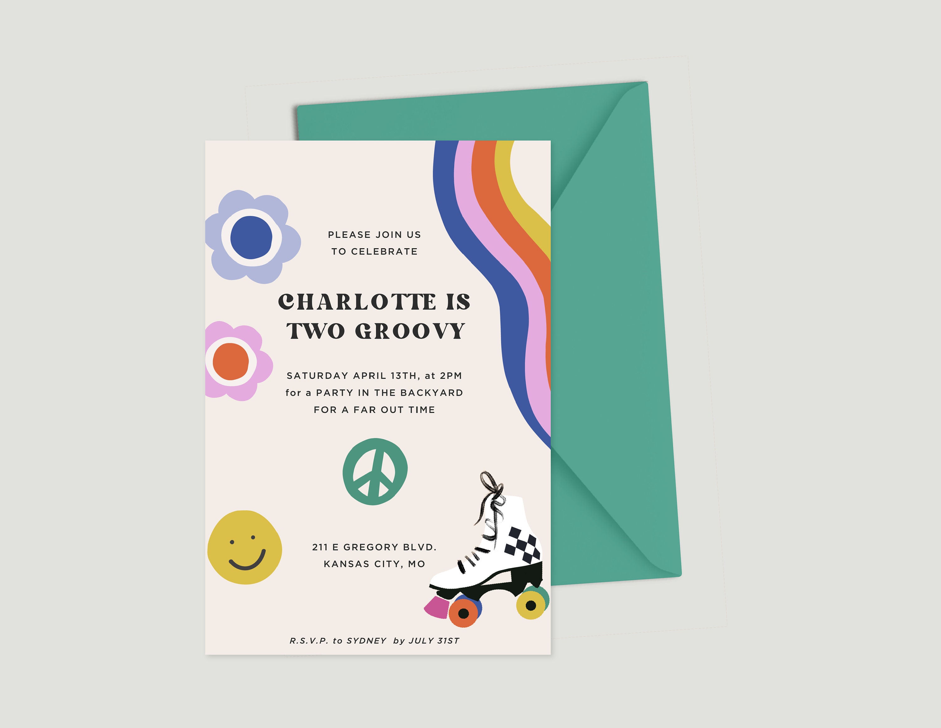 Groovy Icons Birthday Digital Invite Template