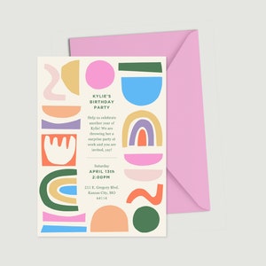 Shapes Party Birthday Digital Invite Template