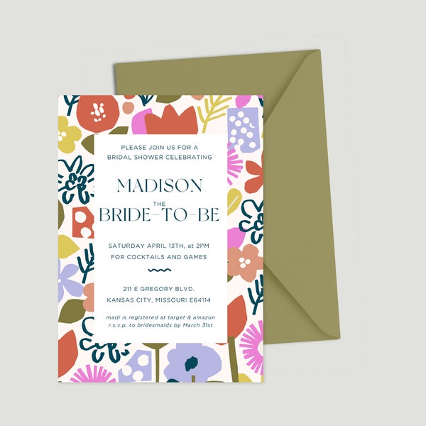 Bright Floral Bridal Shower Digital Invite Template