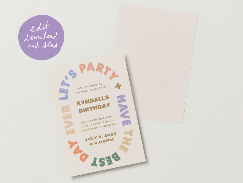 Let's Party Have the Best Day Ever Digital Invite Template image 2