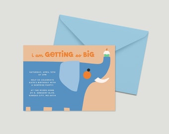 I Am Getting So Big Elephant Digital Invite Template