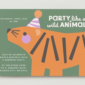 Party Like a Wild Animal Tiger Digital Invite Template image 6