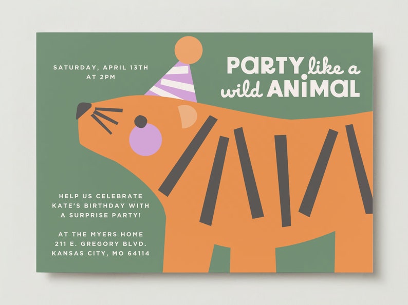 Party Like a Wild Animal Tiger Digital Invite Template image 6
