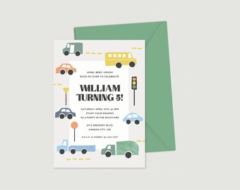 Cars and Trucks Birthday Digital Invite Template
