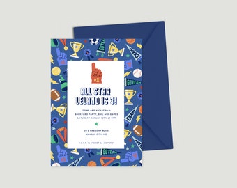 All Star Sports Birthday Digital Invite Template
