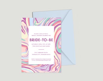 Colorful Marble Bridal Shower Digital Invite Template