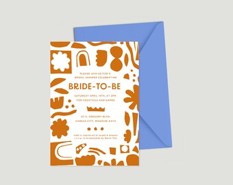 Terracotta Cut Paper Floral Bridal Shower Digital Invite Template