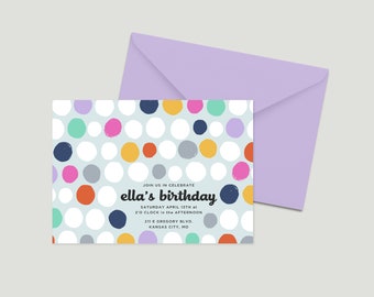 Polka Dot Birthday Digital Invite Template