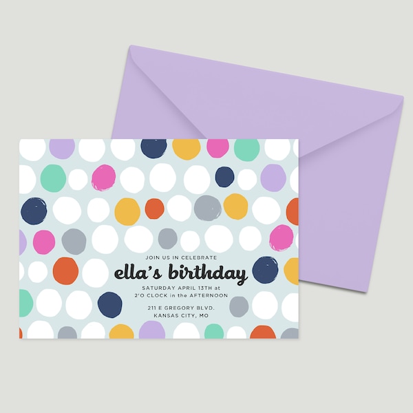 Polka Dot Birthday Digital Invite Template