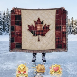 Kanadensisk flaggfilt för sportmatcher, rutig kanadensisk flaggfilt, filt för kanadensisk bakgatafest, present till kanadensisk sportfan