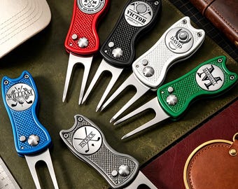 Personalized Golf Divot Tool, Engraved Stainless Steel Ball Marker Accessory
