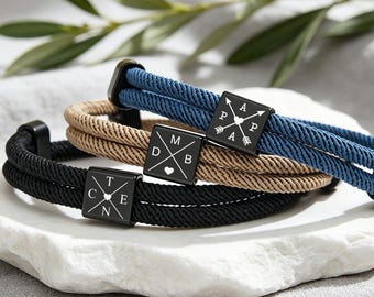 Personalized Bracelets for Dad Engraved Initial Adjustable Bracelets Father's Day Gifts Men bracelet Gift For Family Grandad Husband
