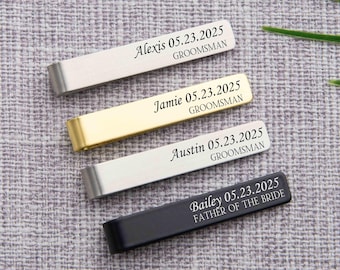 Personalized Groomsman Tie Clip, Custom Engraved Best Man Tie Clip, Gift for Groomsman, Wedding Gift, Best Man Proposal, Father of the Groom