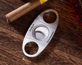Engraved Cigar Cutter for Men Gift for Groomsman Personalized Cigar Cutter For Dad, Groomsman Gift Proposal Custom Cigar Accessories For Him