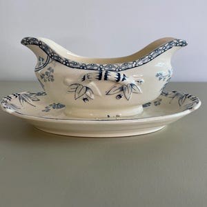 Antique French Ironstone Gravy Boat Sarreguemines Royat Model Terre de fer