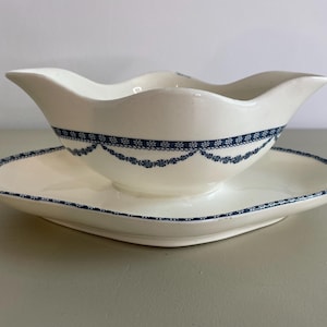 Antique French Ironstone Gravy Boat Salins Vincennes Model Terre de Fer
