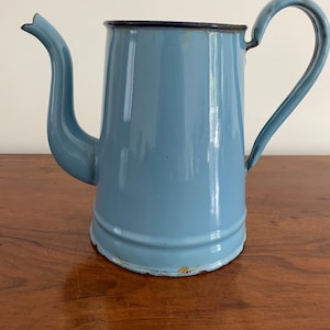 Vintage French Blue Enamel Teapot
